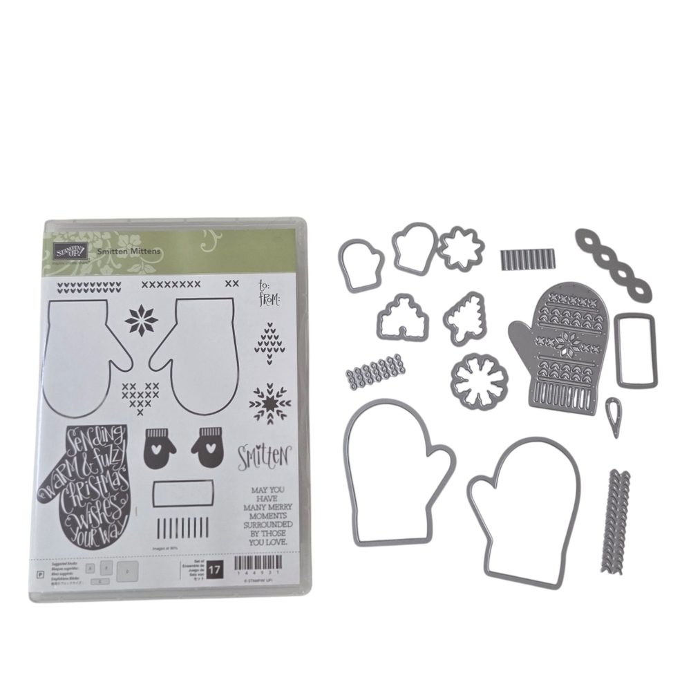 Stampin Up Smitten Mittens Cling Stamps And Dies Holiday Winter Christmas Cards